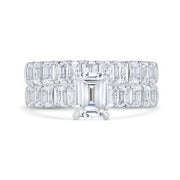 14K White Gold Emerald Cut Solitaire Diamond Engagement Ring Mounting