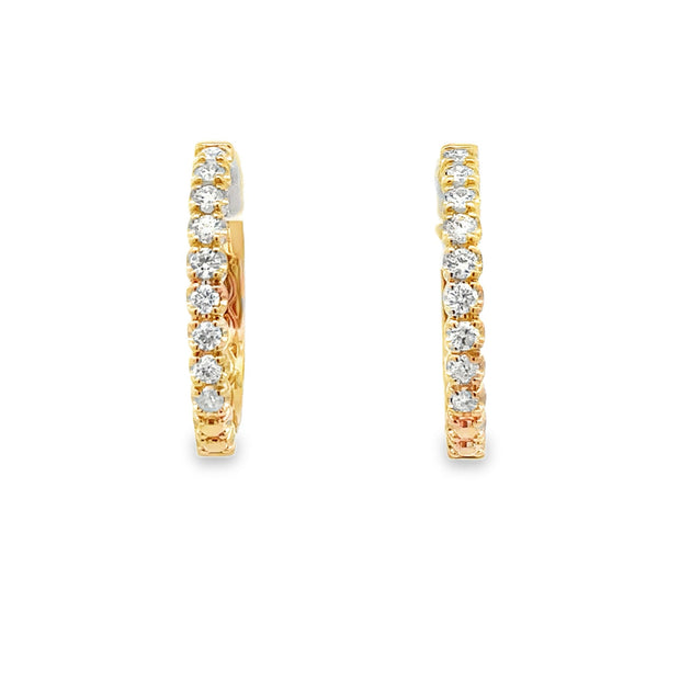 Lady's Yellow 14 Karat Diamond Hoop Earrings With 18 = 0.60Tw Round G/
