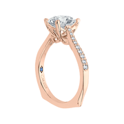 14K Rose Gold Round Cut Diamond Solitaire With Accents Engagement Ring