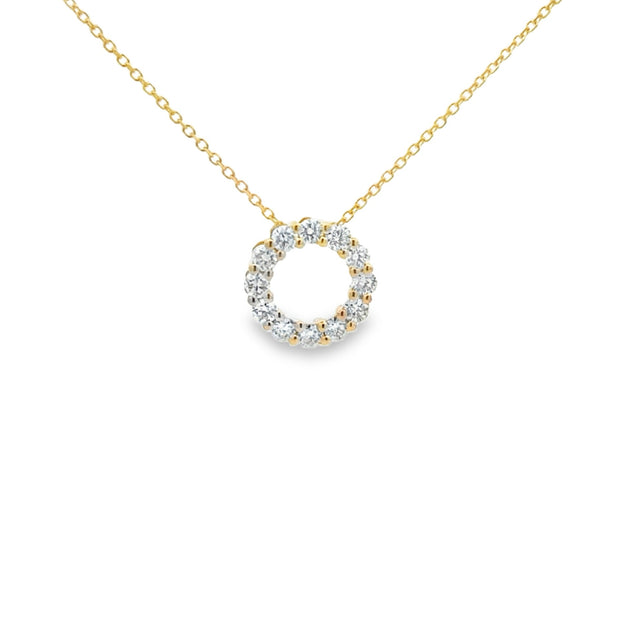 Lady's Yellow 14 Karat Diamond Circle Pendant Length 16 & 18 With 12 =
