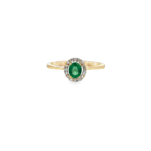 Lady's Yellow 14 Karat Emerlad Fashion Ring Size 7 With One = 0.39Ct O