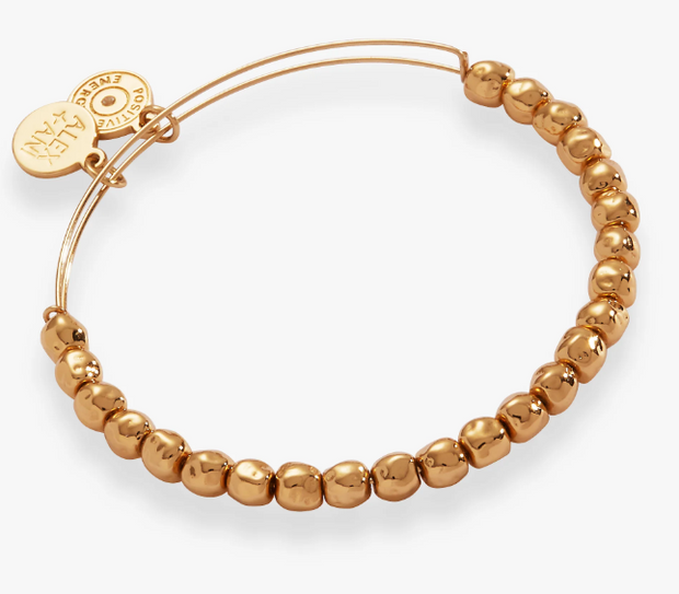 Yellow Tone Sterling Silver Nugget Style Beaded Bangle