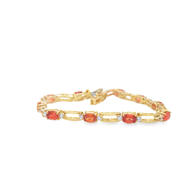 Vintage 14Kt Yellow Gold 7.5 Inch Long Bracelet Set With 22 Round Bril