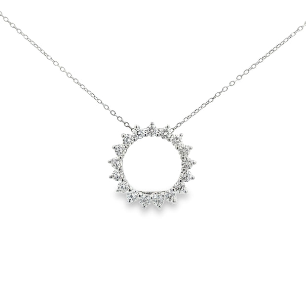 Lady's White 14 Karat Diamond Circle Pendant Length 16 And 18 With 17