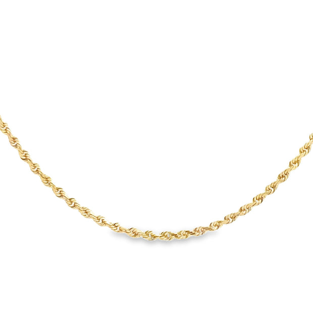 Vintage 10Kt Yellow Gold 2.2Mm Wide 20 Inch Long Rope Chain Weighing 8