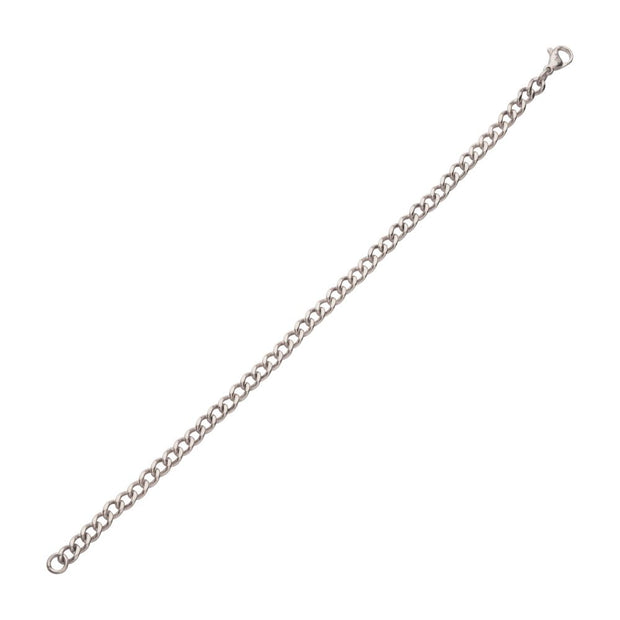 4.35mm Titanium Flat Curb Chain Bracelet 6.5 Inch