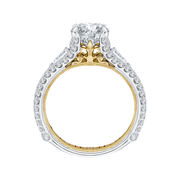 14K Two-Tone Gold Round Diamond Engagement Ring Mounting With 70 Diamo