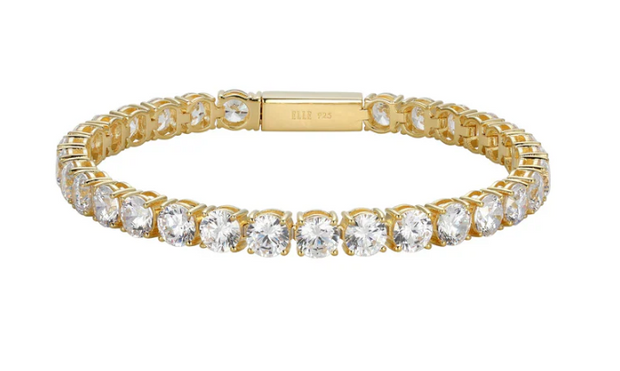 Sterling Silver "Stardust" Yellow Gold Plated 5mm Cubic Zirconia Brace