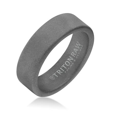 Pure Raw Tungsten Ring With Flat Profile With Smooth Edge  Innovative Raw Matte Finish, 7mm, Size 10