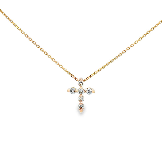 14kt Yellow Gold Cross With 6 Round Dimamods .25tdw H/I SI2