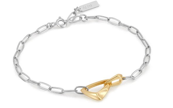 Sterling Silver/Gold Plated Arrow Link Chunky Chain Bracelet