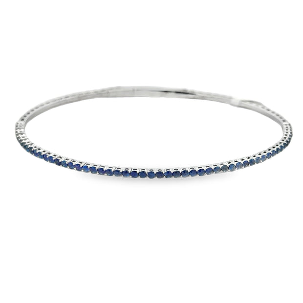 Lady's White 14 Karat Sapphire Flexy Bangle Bracelet With 54 = 0.96Tw