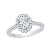 Oval Diamond Halo Engagement Ring In 14K White Gold Mounting With 38 D