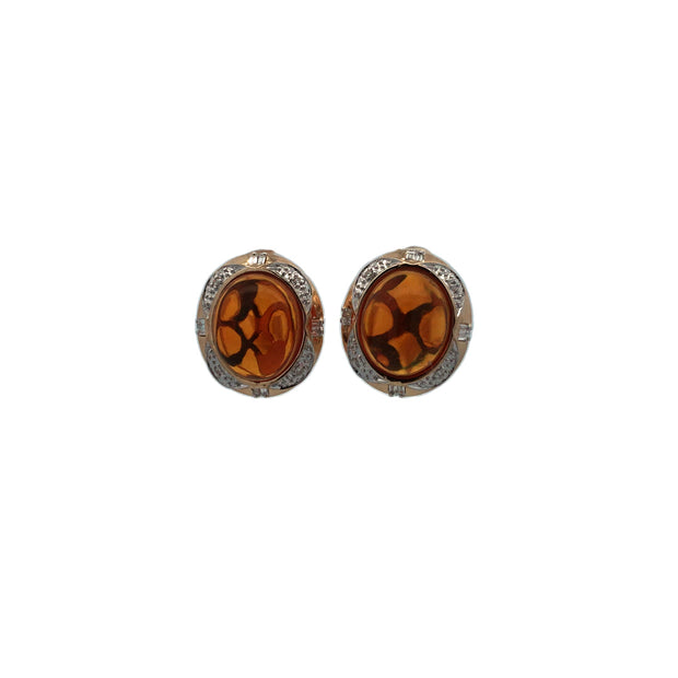 Vintage 14Kt Yellow Gold Earrings Prong Set With Eight Round Single Cu