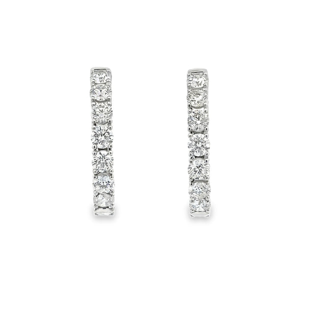 Lady's White 14 Karat Diamond Inside Out Hoop Earrings With 18 = 3.75T