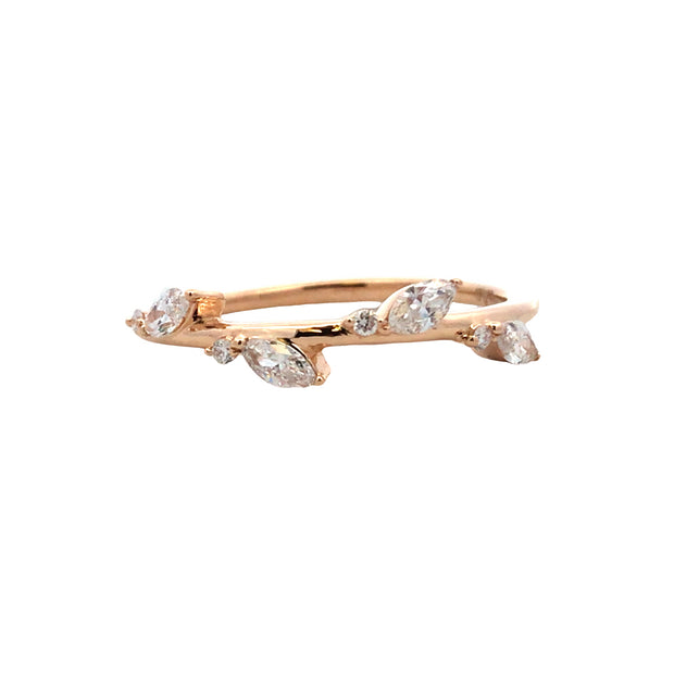 18kt Yellow Gold Fashion Ring With 4 Marquise and 4 Round Diamonds .28