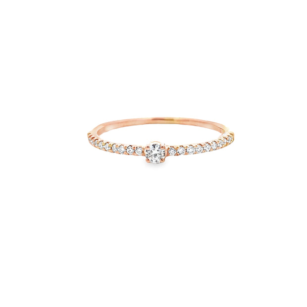 14kt Yellow Gold Ring With Round Diamond Center .05ct and 20 Round Dia