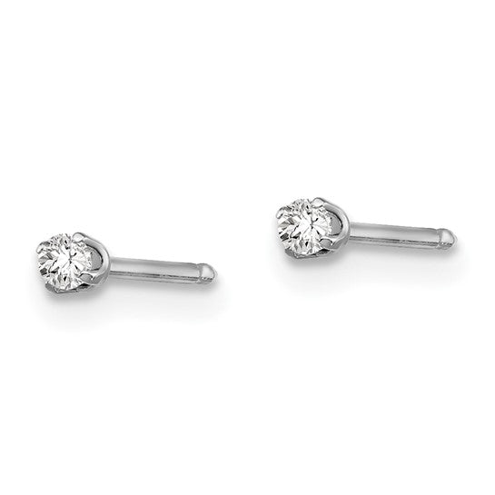 14Kt White Gold 2Mm Cz  Piercing Earrings