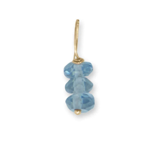 14 Karat Gold Blue Topaz Birthstone Charm.