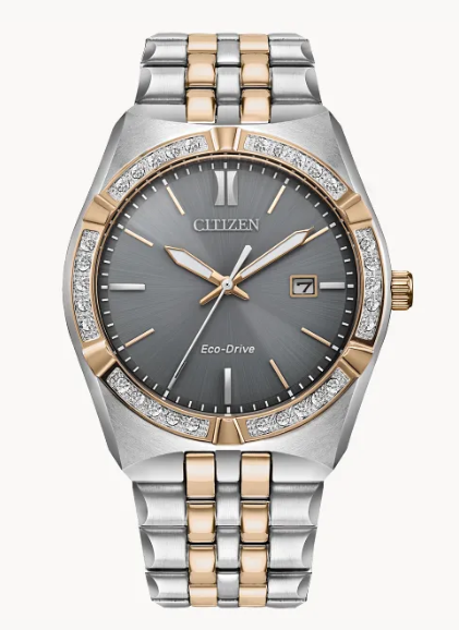 Citizen Corso Diamond Eco-Drive Watch 40Mm Casel. Rose And White Toned