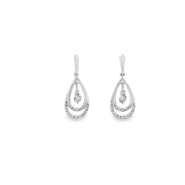 10k White Gold Natural Diamond Drop Earings With 30 Diamonds At 0.33 t