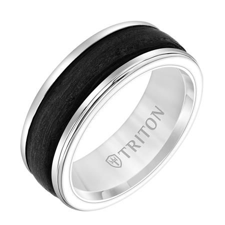 Men's 8MM Tungsten and Chaotic Carbon Fiber Engraved Band