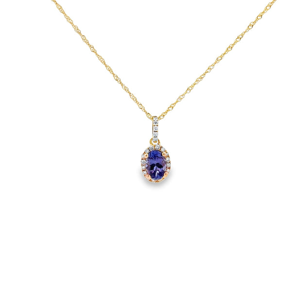Lady's Yellow 14 Karat Tanzanite Pendants Length 18 With One = 0.40Ct