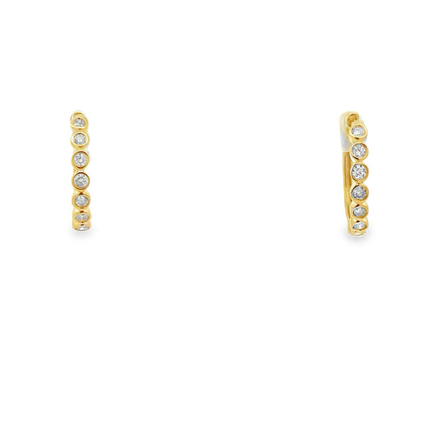 Lady's Yellow 14 Karat Diamond Bezel Hoop Earrings With 14 = 0.25Tw Ro