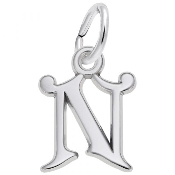 Sterling Silver Charm, Initial - N