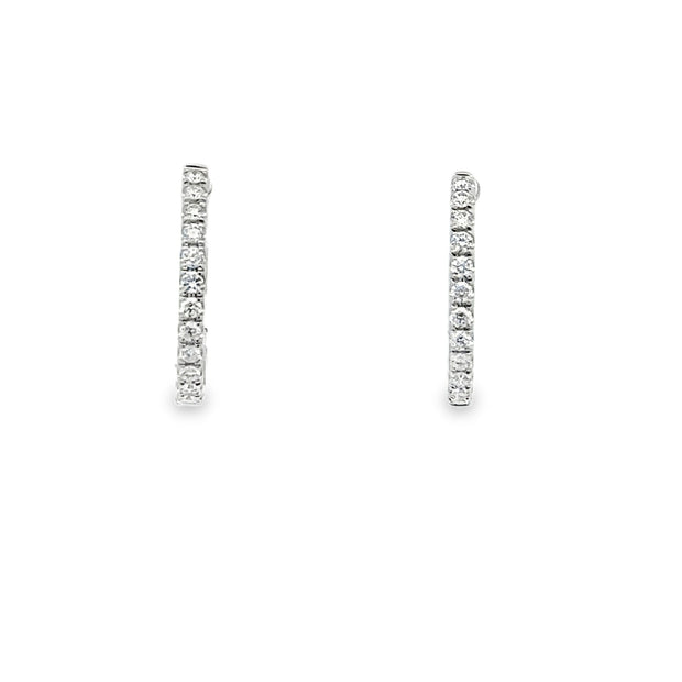 Lady's White 14 Karat Diamond Huggie Hoop Earrings With 24 = 0.25Tw Ro