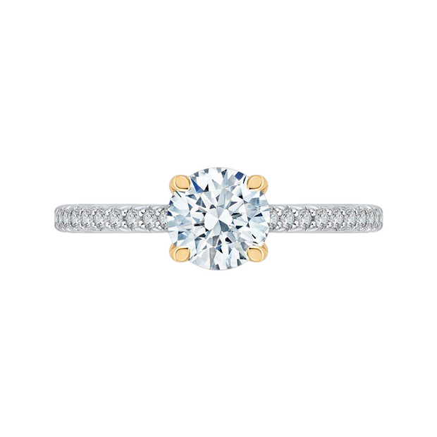 14K Two Tone Carizza Engagement Ring with 20 RBC Diamonds .20ct tw H VS2 goes with Size 6.5 CZ Center WB 110-1364