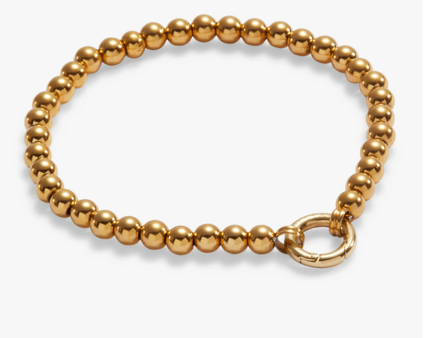 Yellow Tone Stainless Steel Beaded Stretch Bracelet