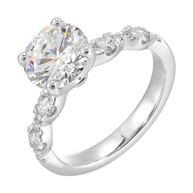 14kt White Gold Ring With 14 Round Diamonds .50tdw G/H SI2 CZ Center
