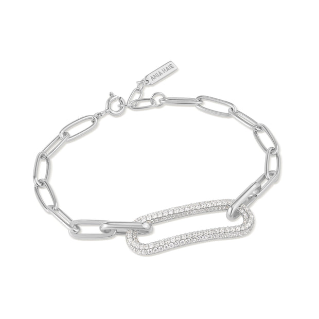 Sterling Silver Pave Link Bracelet