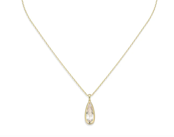 Sterling Silver 14K Yellow Gold-Plated Lustre Teardrop Pendant Necklac