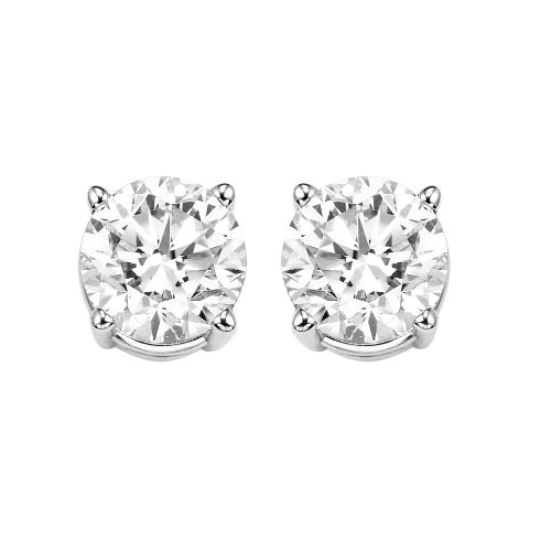 14Kt White Gold Stud Earrings With 2 Diamonds Weighing .50Ct Tdw, I/J