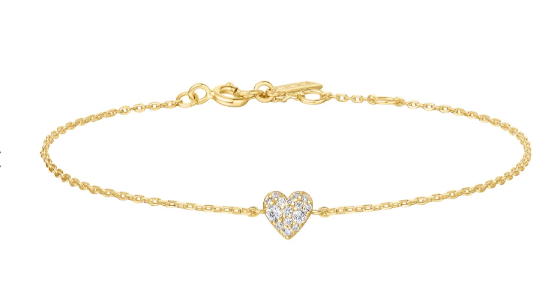 Sterling Silver Yellow Gold Plated Sweetheart Pave Bracelet