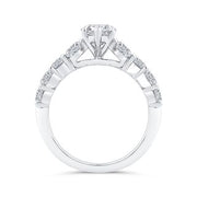 14K White Gold Pear Cut Diamond Solitaire Engagement Ring Mounting Wit