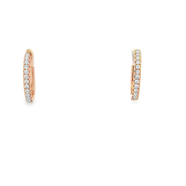 Lady's Yellow 14 Karat Diamond Hoop Earrings With 26 = 0.40Tw Round G/