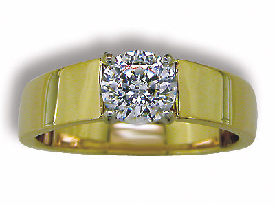 14K Yellow Gold Mounting With A 4-Prong Head, CZ Center, Size 6.5