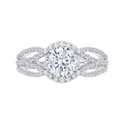 14K White Gold Round Diamond Engagement Ring Mounting With 103 Diamond