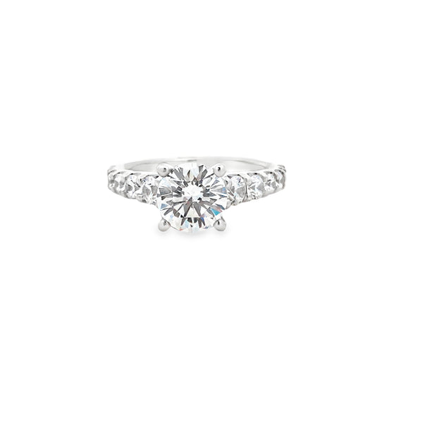 14k White Gold Tapered Natural Diamond Engagement Ring