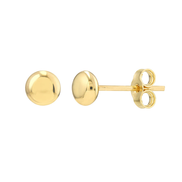 14kt Yellow Gold 4.5mm Flat Round Pebble Stud Earrings