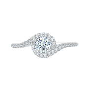 14K White Gold Round Cut Diamond Promise Engagement Ring Mounting With