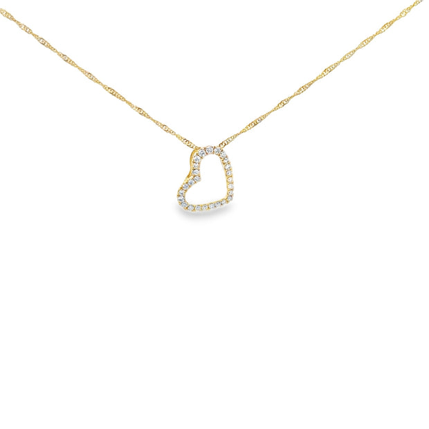 Lady's Yellow 14 Karat Diamond Pendant Length 18 With 26 = 0.12Tw Roun