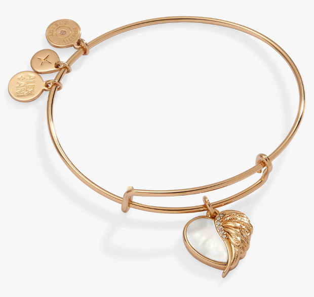 Sterling Silver Yellow Gold Plated Wings of Protection Charm bangle Br