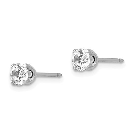 14Kt White Gold 5Mm Cz Piercing Stud Earrings