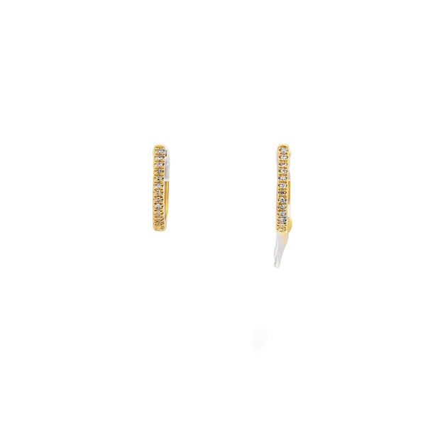 14kt Yellow Gold Huggie Hoops With 26 Round Diamonds .06tdw H/I SI2