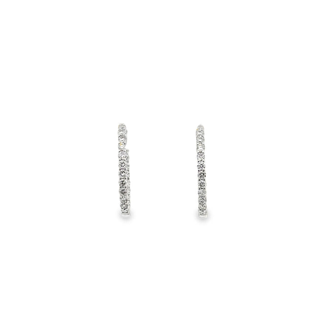 White Sterling Silver Lab-Grown Diamond Inside Out Hoop Earrings With