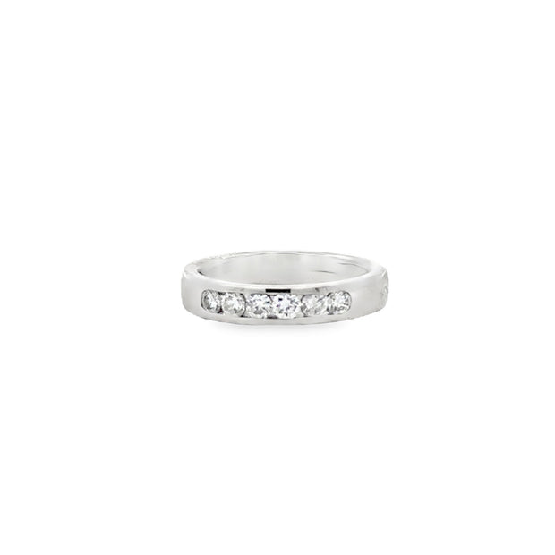 Vintage 14Kt White Gold Anniversary Band Channel Set With Six Natural